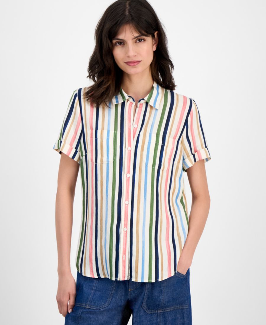 Женская полосатая рубашка с коротким рукавом для походов Nautica Jeans, Forget Me Not Multi
Женская полосатая рубашка с коротким рукавом для походов Nautica Jeans, Forget Me Not Multi