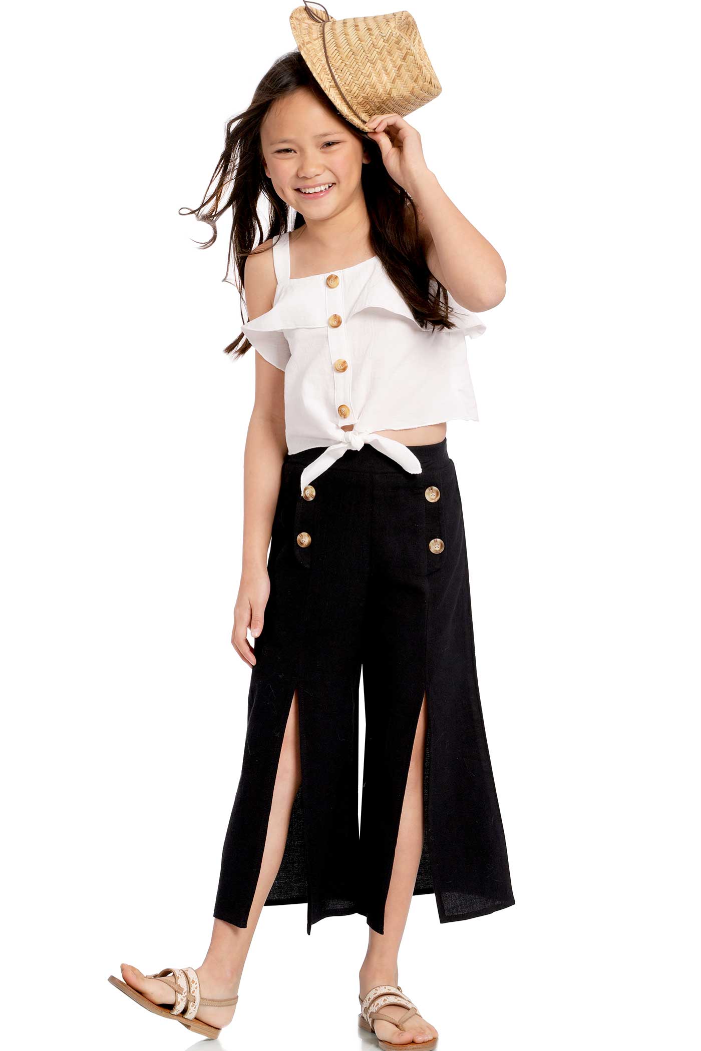 Большие девочки | Летние брюки с широкими штанинами и разрезом спереди для девочек-подростков Truly Me, черный
Большие девочки | Летние брюки с широкими штанинами и разрезом спереди для девочек-подростков Truly Me, черный