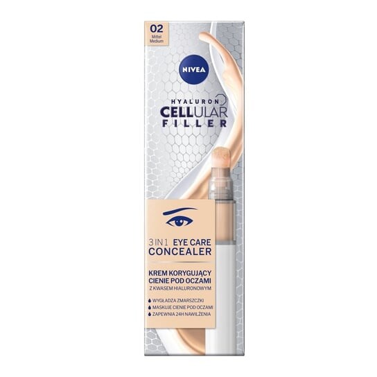 Корректирующий темные круги под глазами 02 Medium 4мл Nivea, Hyaluron Cellular Filler 3In1 Eye Care Concealer Cream
Корректирующий темные круги под глазами 02 Medium 4мл Nivea, Hyaluron Cellular Filler 3In1 Eye Care Concealer Cream
