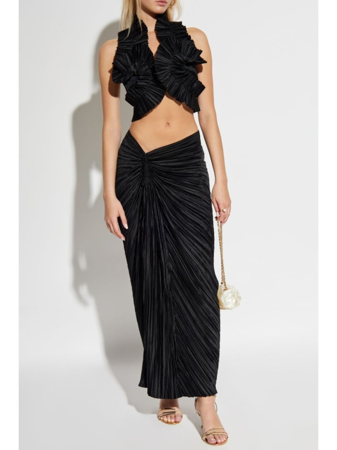 Cult Gaia юбка миди с драпировкой, черный 
Cult Gaia юбка миди с драпировкой, черный