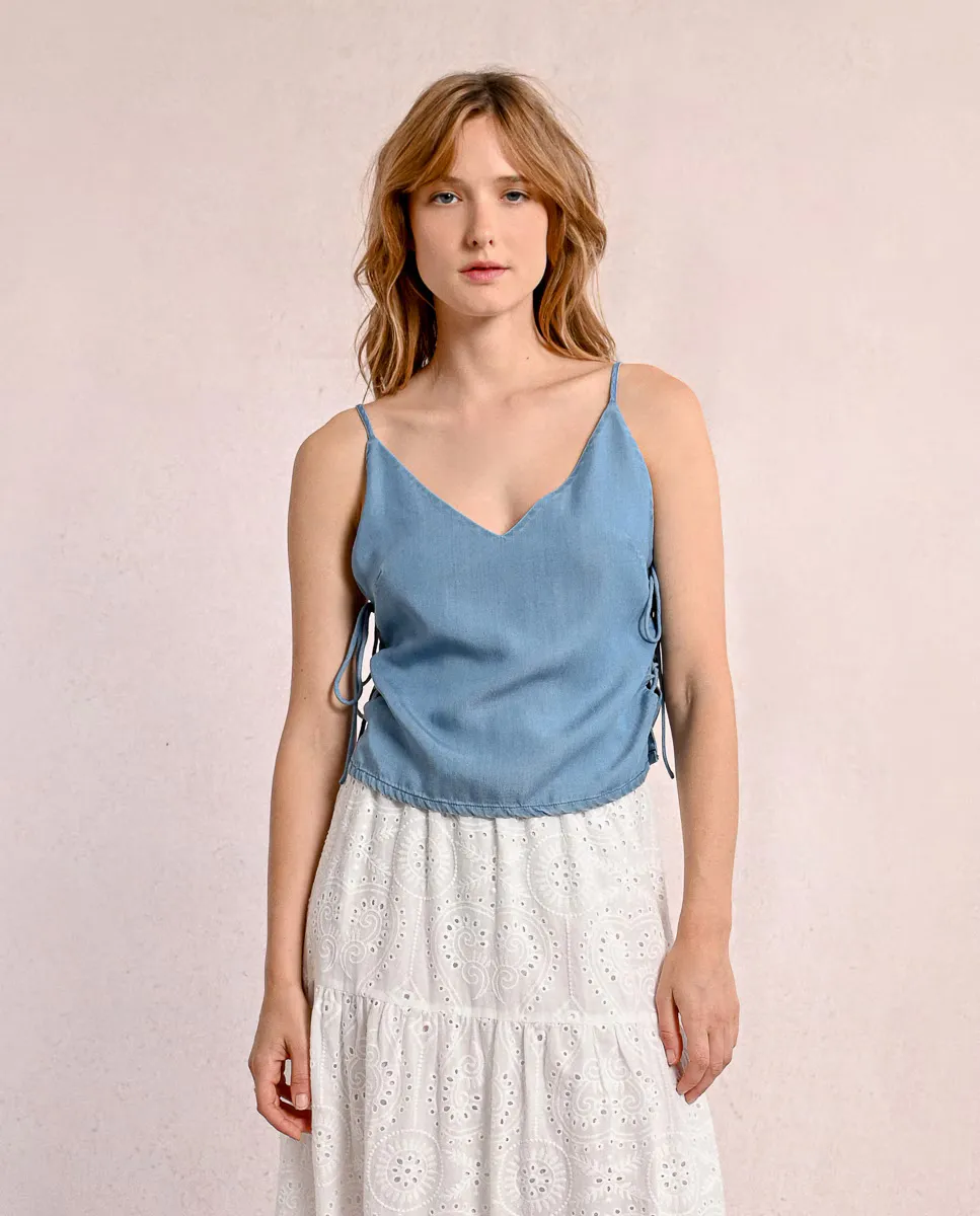 Женский топ с бретельками из денима Molly Bracken, светло-голубой
Женский топ с бретельками из денима Molly Bracken, светло-голубой