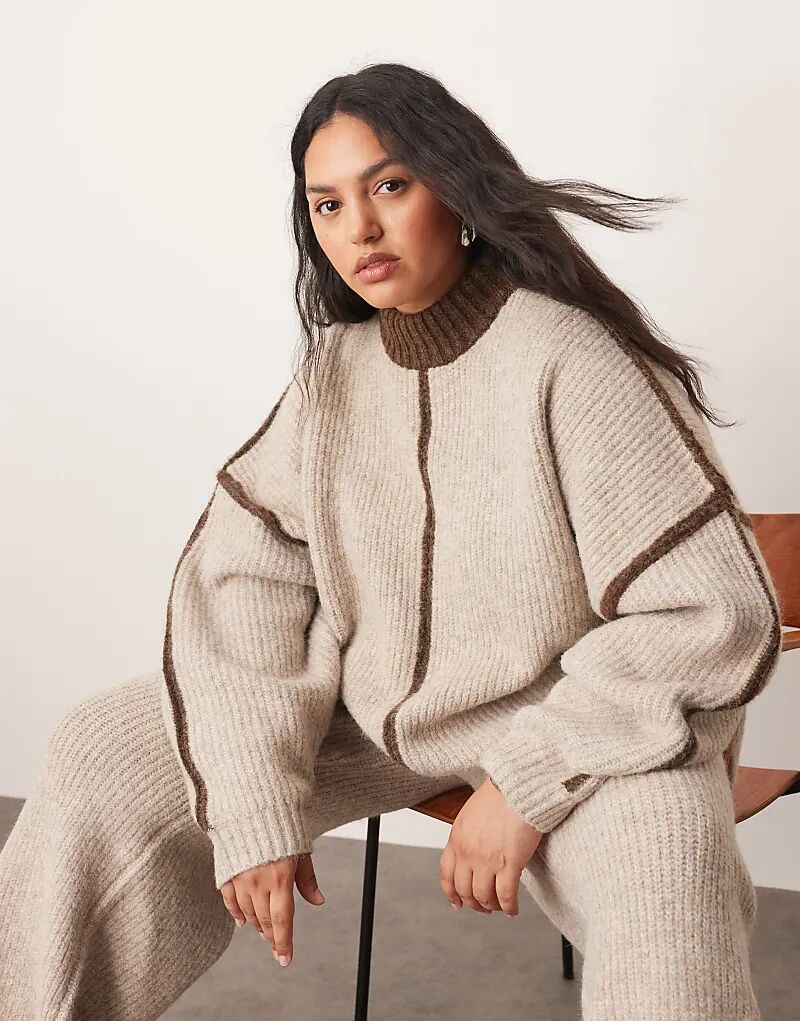 Джемпер ARRANGE Curve с высокой горловиной, выполненный из толстой ребристой ткани, в сочетании с контрастными цветами овсянки и шоколада
Джемпер ARRANGE Curve с высокой горловиной, выполненный из толстой ребристой ткани, в сочетании с контрастными цветами овсянки и шоколада