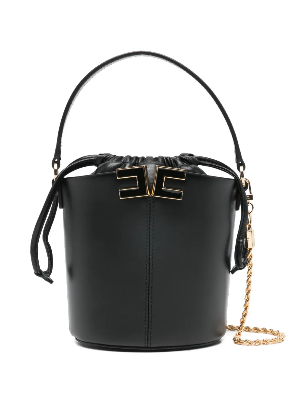 Мини-сумка-ведро с логотипом и шнурком Elisabetta Franchi, черный
Мини-сумка-ведро с логотипом и шнурком Elisabetta Franchi, черный