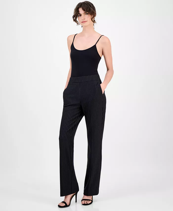 Женские брюки-понте с застежкой-молнией Anne Klein, черный 
Женские брюки-понте с застежкой-молнией Anne Klein, черный