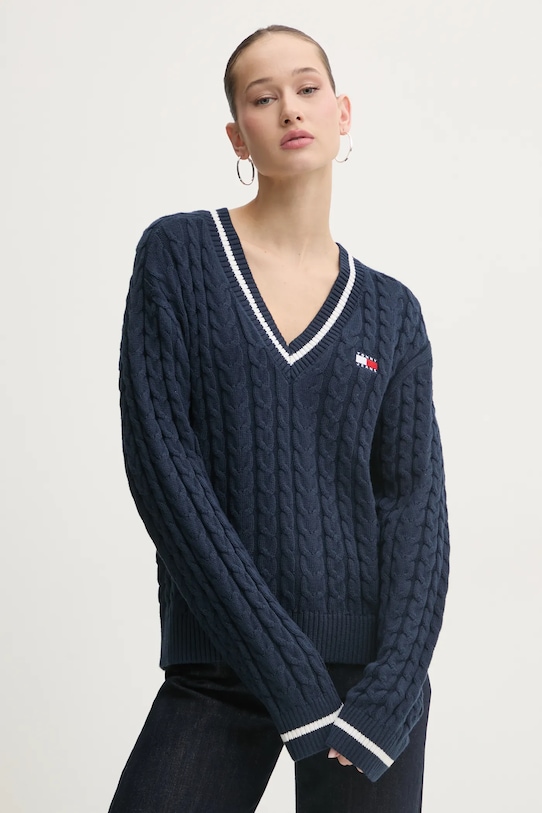 Хлопковый свитер Tommy Jeans, темно-синий 
Хлопковый свитер Tommy Jeans, темно-синий