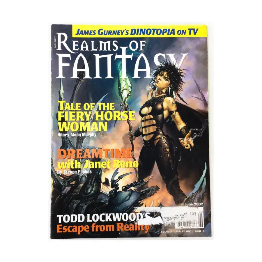 Журнал 2002 June "Tale of the Fiery Horse Woman, Dreamtime With Janet Reno, Todd Lockwood's Escape From Reality", Realms of Fantasy Magazine
Журнал 2002 June "Tale of the Fiery Horse Woman, Dreamtime With Janet Reno, Todd Lockwood's Escape From Reality", Realms of Fantasy Magazine
