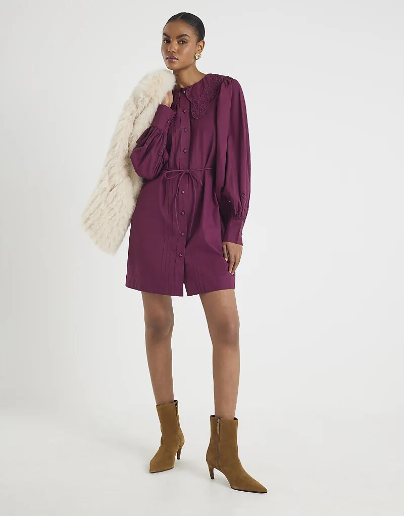 Платье-рубашка мини с фигурным воротником River Island, темно-красного цвета
Платье-рубашка мини с фигурным воротником River Island, темно-красного цвета