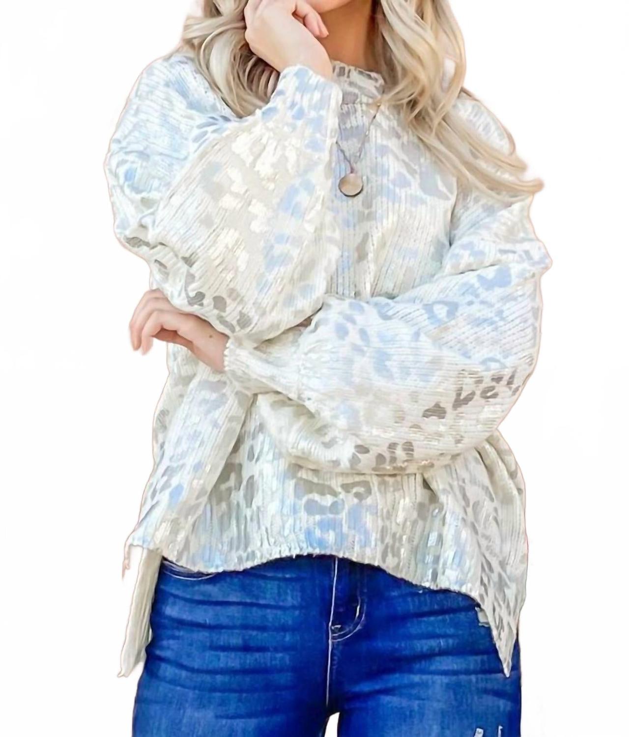 Леопардовый свитер с рукавами-фонариками в цвете айвори And The Why
Леопардовый свитер с рукавами-фонариками в цвете айвори And The Why