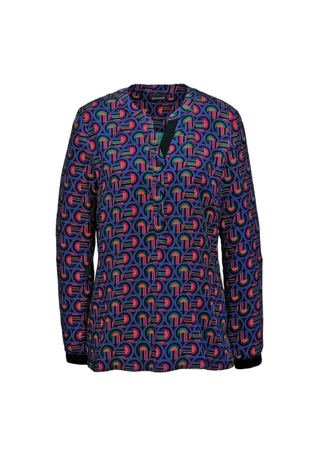 Короткий размер: современная блузка с принтом в стиле casual. Goldner, мультиколор
Короткий размер: современная блузка с принтом в стиле casual. Goldner, мультиколор