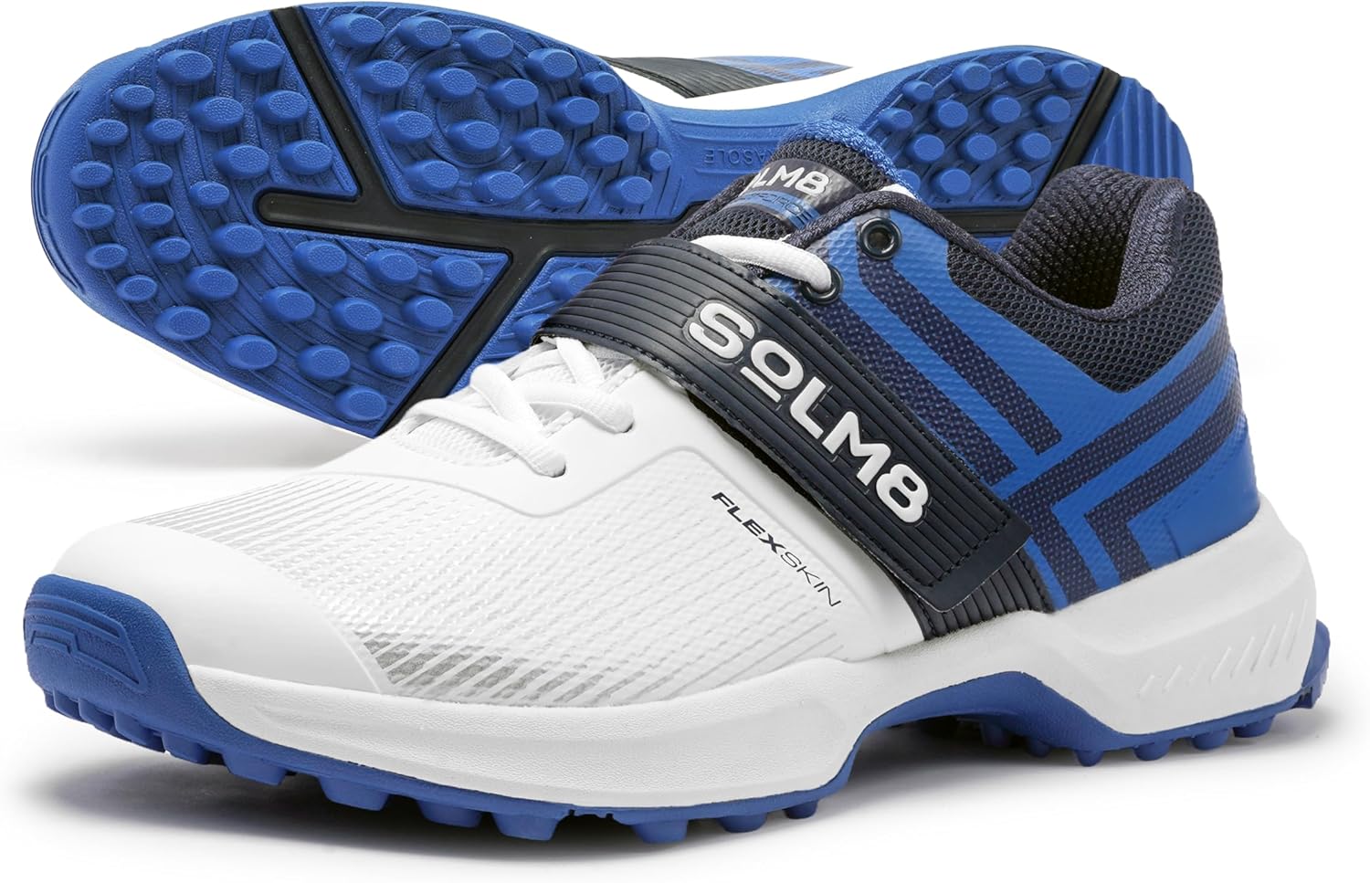 Кроссовки для крикета SOLM8 S8 с резиновыми шипами - профессиональные бутсы для мужчин для игры на уличном газоне/траве, с широкой носочной частью, системой шнуровки Speed-Fit и новой гелевой амортизирующей стелькой, белый/синий
Кроссовки для крикета SOLM8 S8 с резиновыми шипами - профессиональные бутсы для мужчин для игры на уличном газоне/траве, с широкой носочной частью, системой шнуровки Speed-Fit и новой гелевой амортизирующей стелькой, белый/синий