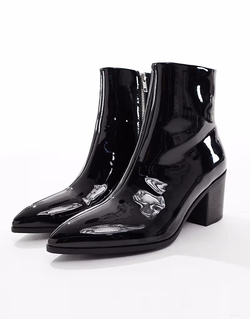 Ботинки челси на каблуке из черной лакированной кожи Asos Design
Ботинки челси на каблуке из черной лакированной кожи Asos Design