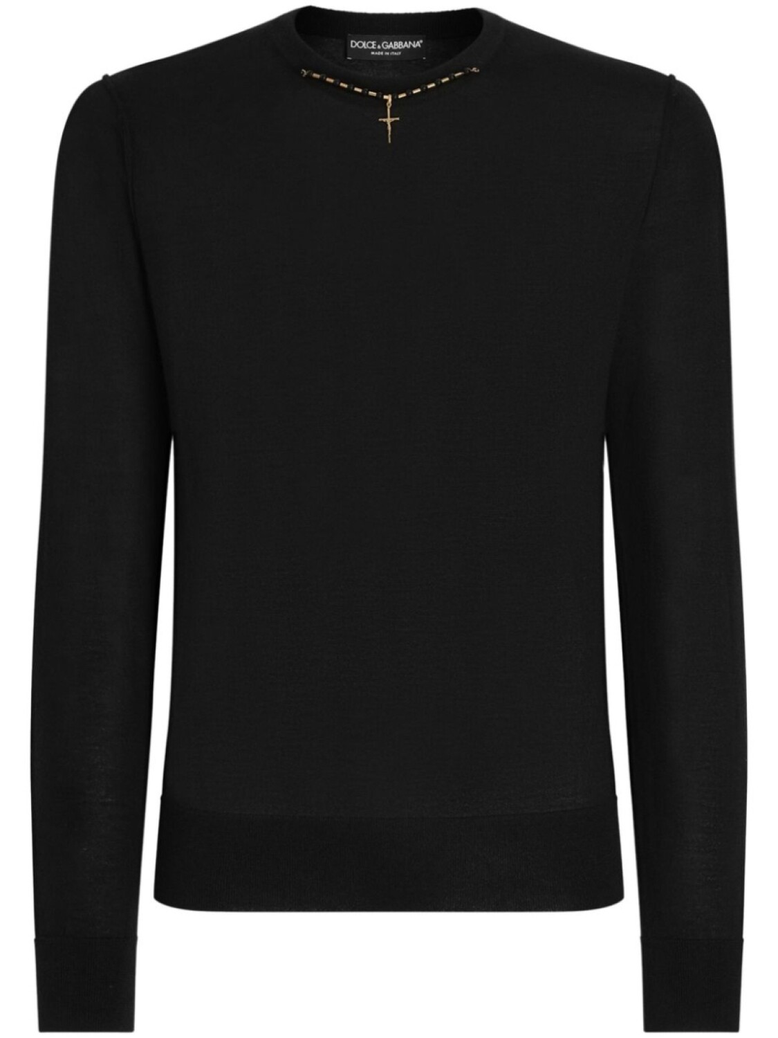 Свитер с аппликацией-ожерельем Dolce & Gabbana, черный
Свитер с аппликацией-ожерельем Dolce & Gabbana, черный