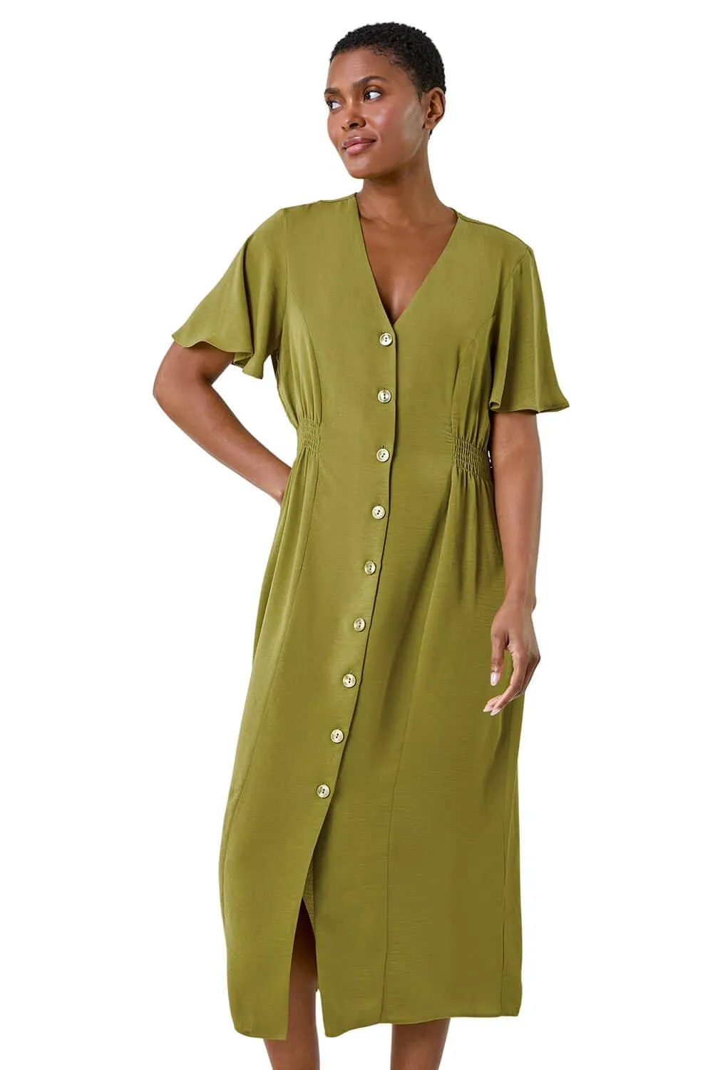 Платье миди на пуговицах с присборкой Roman, зеленый
Платье миди на пуговицах с присборкой Roman, зеленый