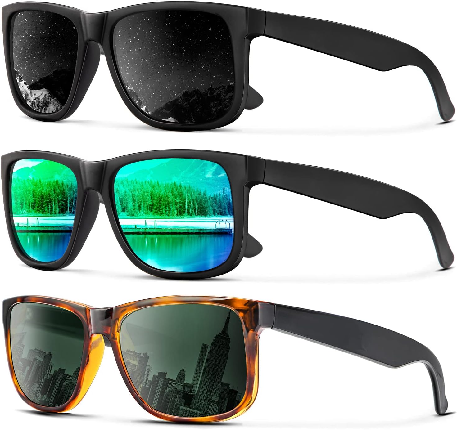 Солнцезащитные очки KALIYADI для мужчин и женщин, поляризованные, классическая матовая черная оправа, защита от УФ-излучения, комплект из 3 штук, (3 Pack) Black/Green/Tortoise G15
Солнцезащитные очки KALIYADI для мужчин и женщин, поляризованные, классическая матовая черная оправа, защита от УФ-излучения, комплект из 3 штук, (3 Pack) Black/Green/Tortoise G15