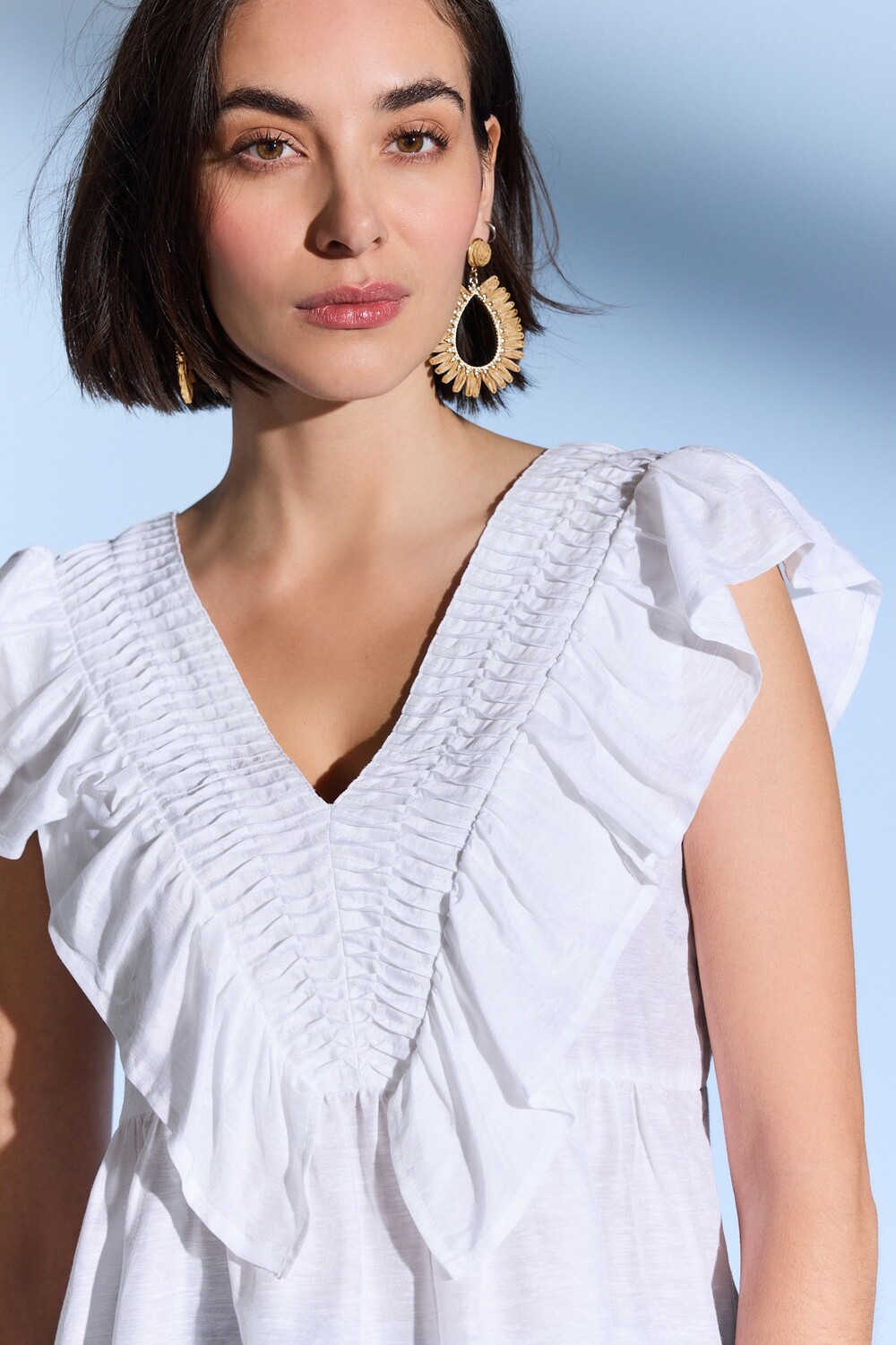 Блуза без рукавов с V-образным вырезом украшенная рюшами Next, белый
Блуза без рукавов с V-образным вырезом украшенная рюшами Next, белый