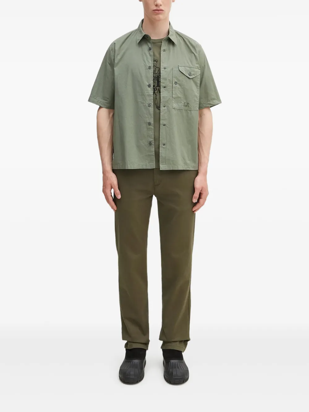 Рубашка с короткими рукавами и карманом C.P. Company, зеленый 
Рубашка с короткими рукавами и карманом C.P. Company, зеленый