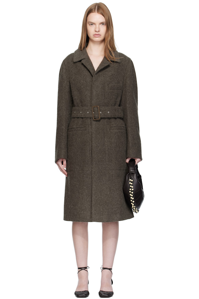 Lemaire Пальто цвета хаки с поясом, приталенного силуэта
Lemaire Пальто цвета хаки с поясом, приталенного силуэта