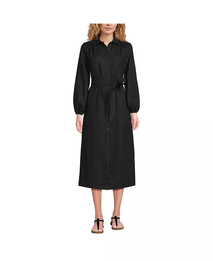 Женское льняное платье-рубашка с длинными рукавами миди Lands' End, черный
Женское льняное платье-рубашка с длинными рукавами миди Lands' End, черный
