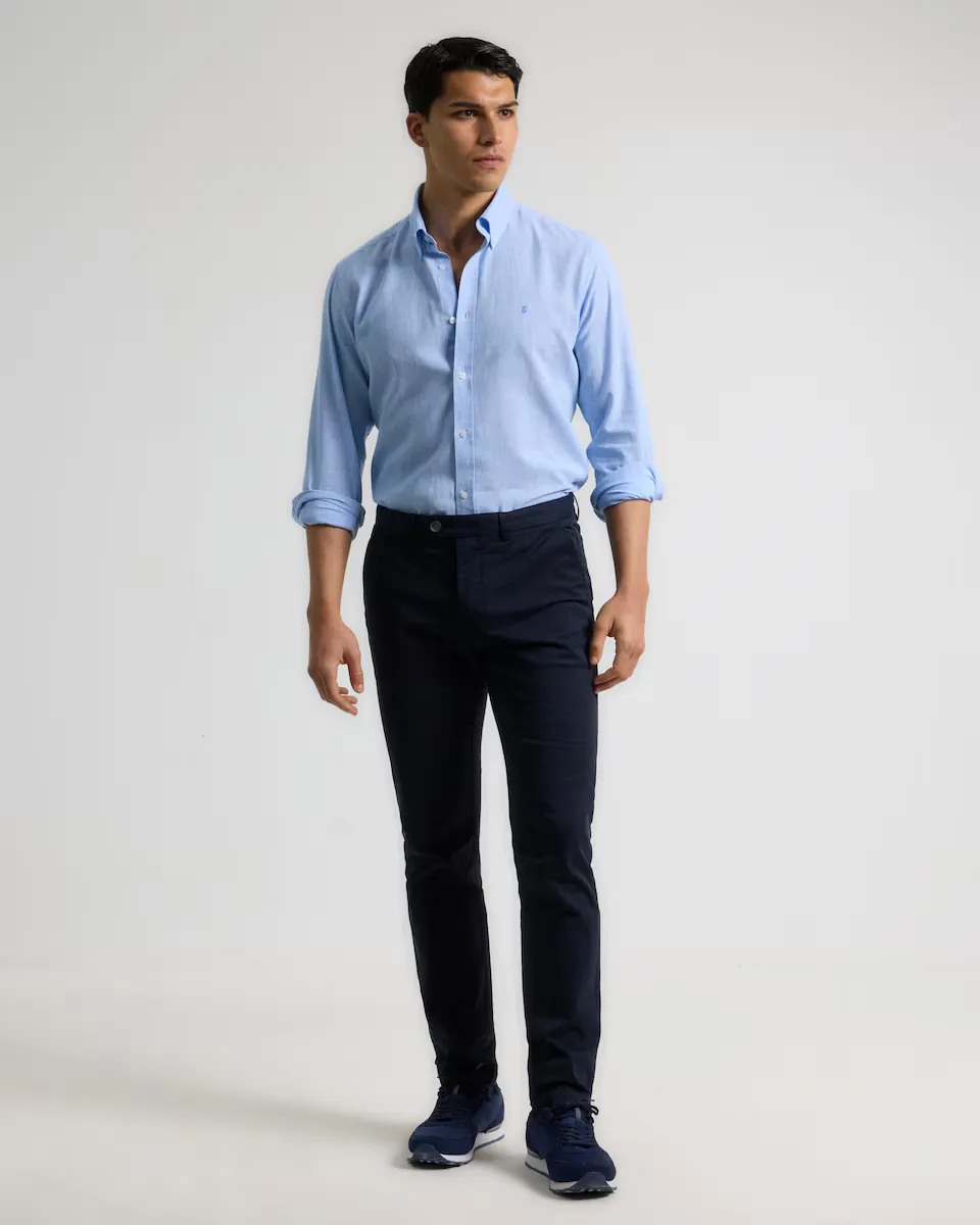 Мужские облегающие брюки-чинос из твила темно-синего цвета PuroEgo, темно-синий
Мужские облегающие брюки-чинос из твила темно-синего цвета PuroEgo, темно-синий