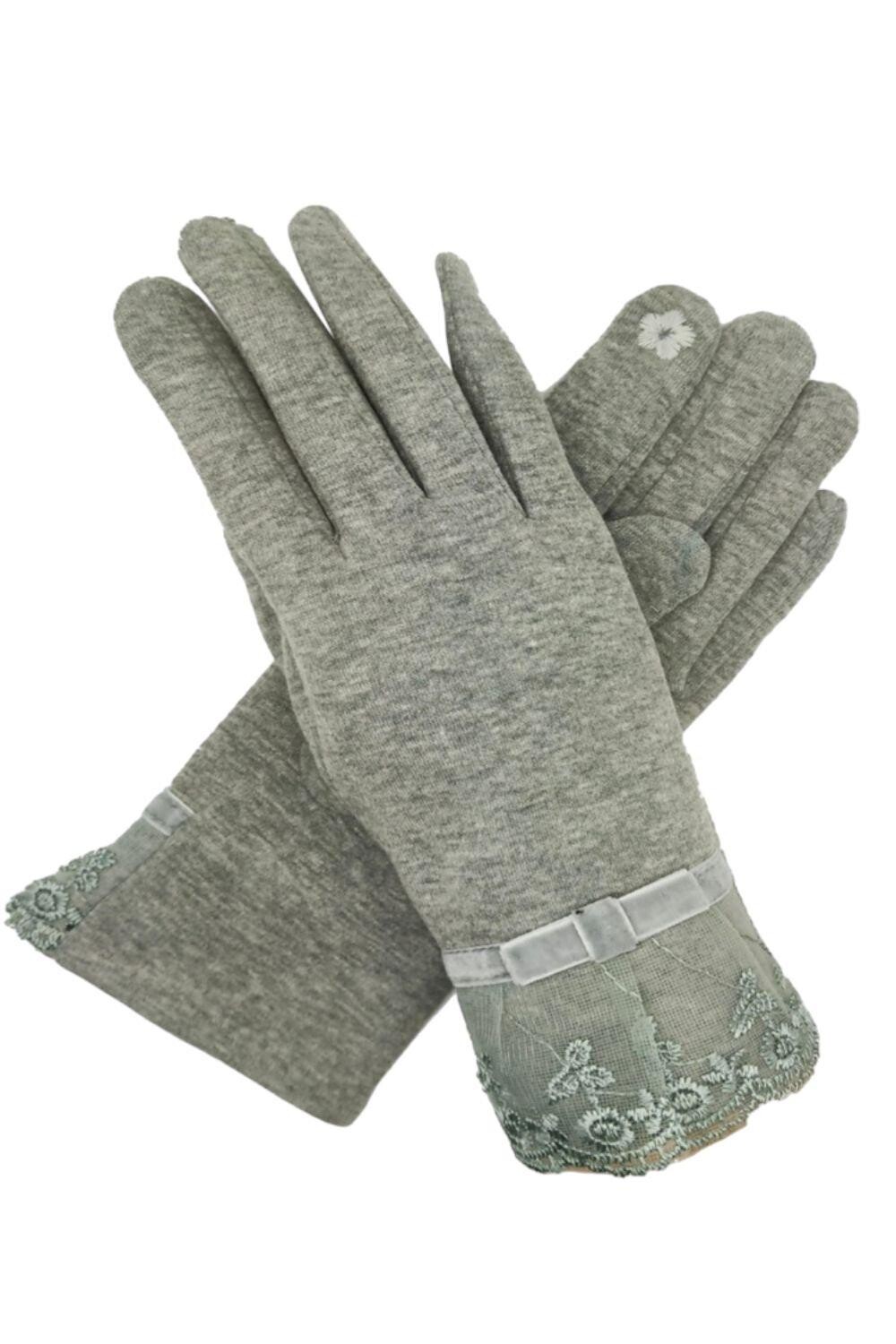 Перчатка с кружевной отделкой LL Accessories, серый 
Перчатка с кружевной отделкой LL Accessories, серый