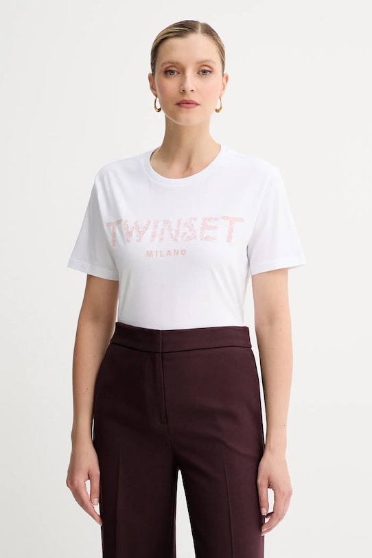 Хлопковая футболка Twinset, белый
Хлопковая футболка Twinset, белый