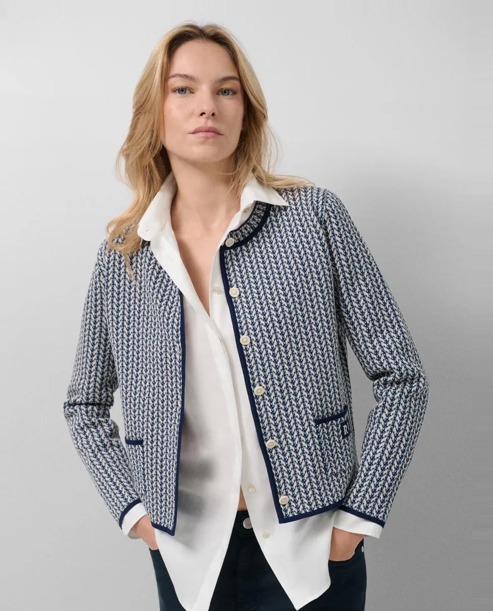 Жаккардовая женская куртка в елочку Roberto Verino, индиго
Жаккардовая женская куртка в елочку Roberto Verino, индиго