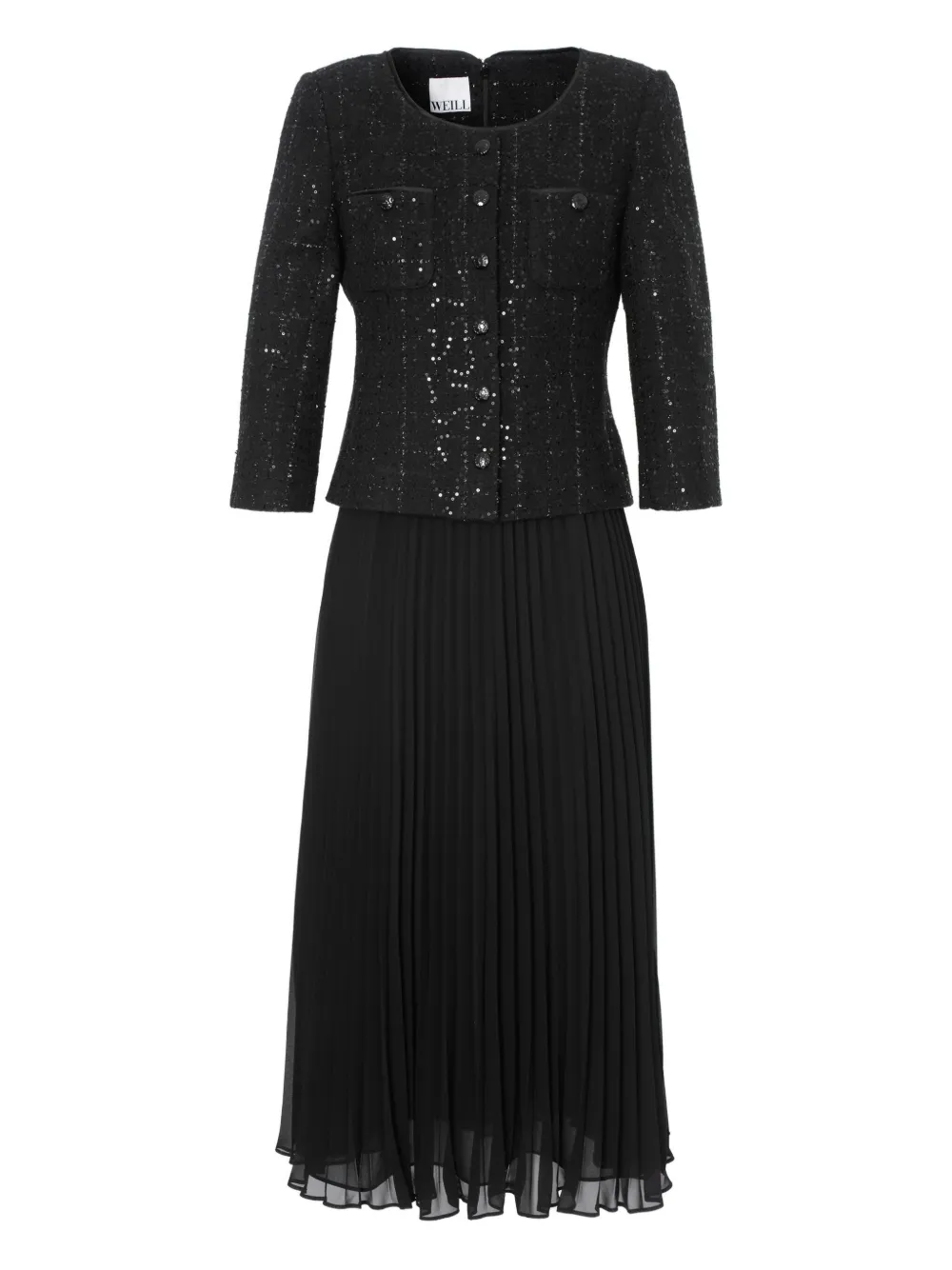 Платье миди из двух материалов с плиссировкой Weill Paris, черный
Платье миди из двух материалов с плиссировкой Weill Paris, черный