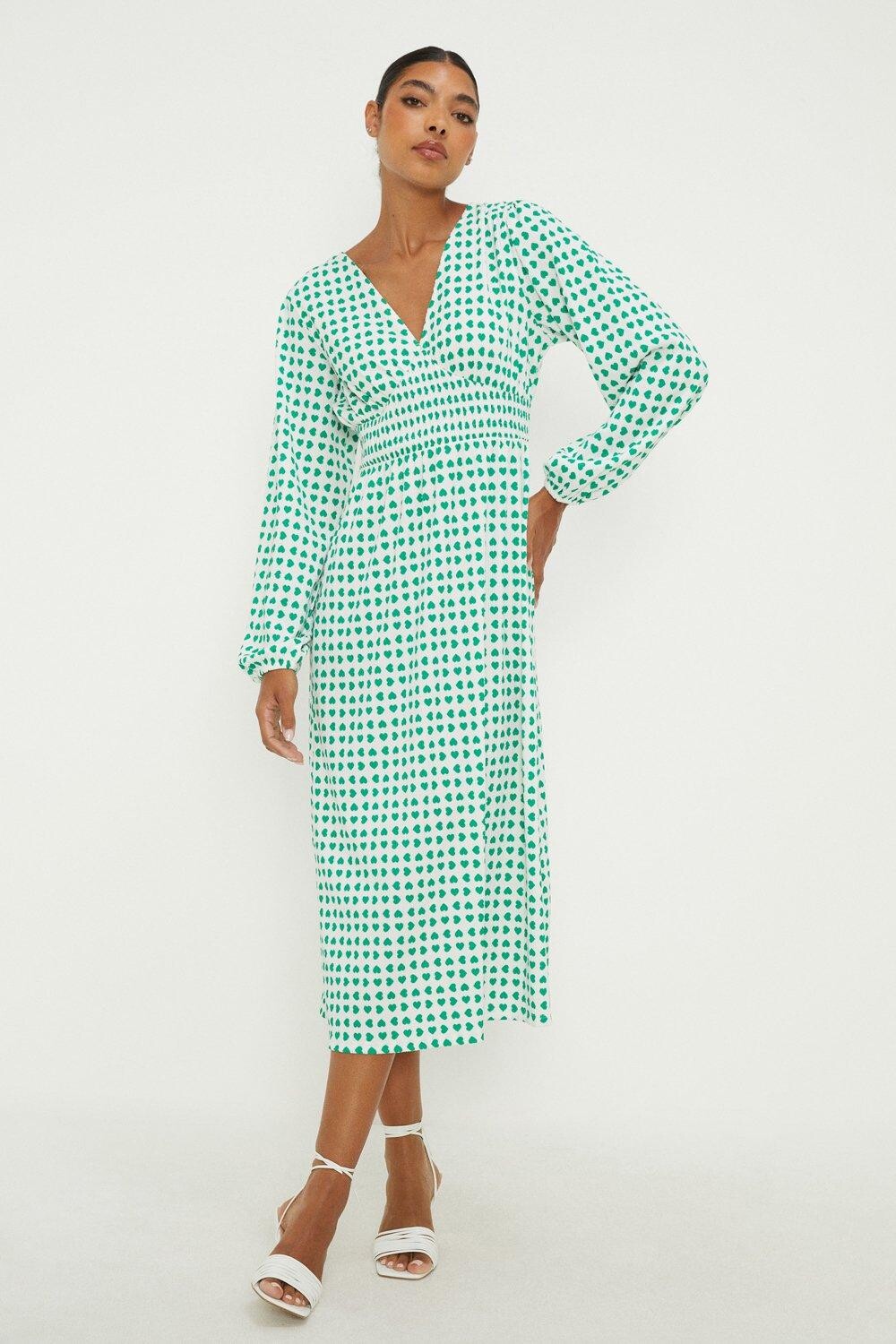 Платье миди с длинными рукавами и присборенной талией Green Heart Dorothy Perkins, зеленый
Платье миди с длинными рукавами и присборенной талией Green Heart Dorothy Perkins, зеленый