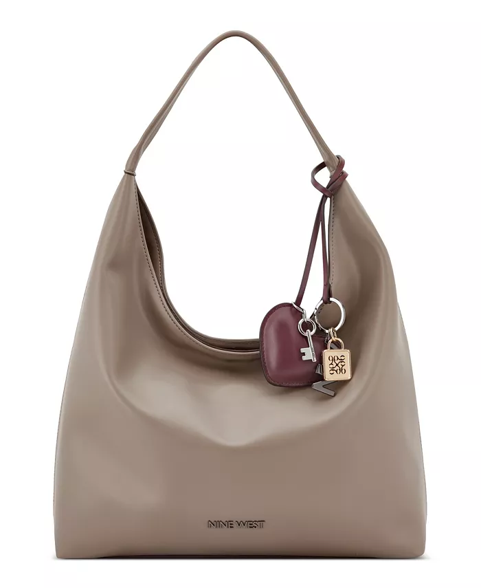 Большая сумка-хобо Keylee Nine West, коричневый/бежевый 
Большая сумка-хобо Keylee Nine West, коричневый/бежевый