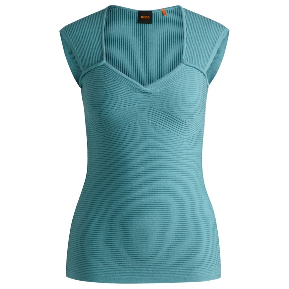 Топ без рукавов из эластичной ткани со смешанной резинкой BOSS, синий
Топ без рукавов из эластичной ткани со смешанной резинкой BOSS, синий