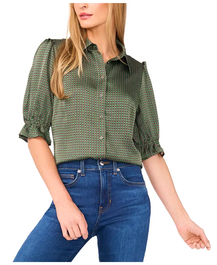 Женская рубашка Balloon с короткими рукавами и застежкой на пуговицы CeCe, синий
Женская рубашка Balloon с короткими рукавами и застежкой на пуговицы CeCe, синий