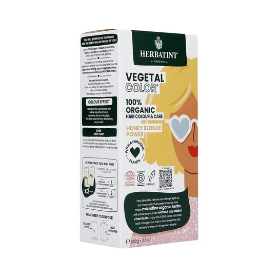 Веганская краска для волос, Honey Blonde Power, 100 г Herbatint Vegetal Color 100% Organic
Веганская краска для волос, Honey Blonde Power, 100 г Herbatint Vegetal Color 100% Organic