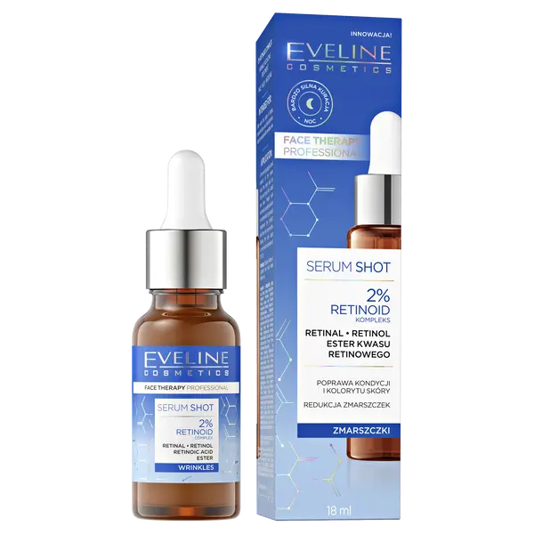 Процедура для уменьшения морщин с 2% ретиноидным комплексом, 18 мл Eveline Cosmetics Serum shot
Процедура для уменьшения морщин с 2% ретиноидным комплексом, 18 мл Eveline Cosmetics Serum shot