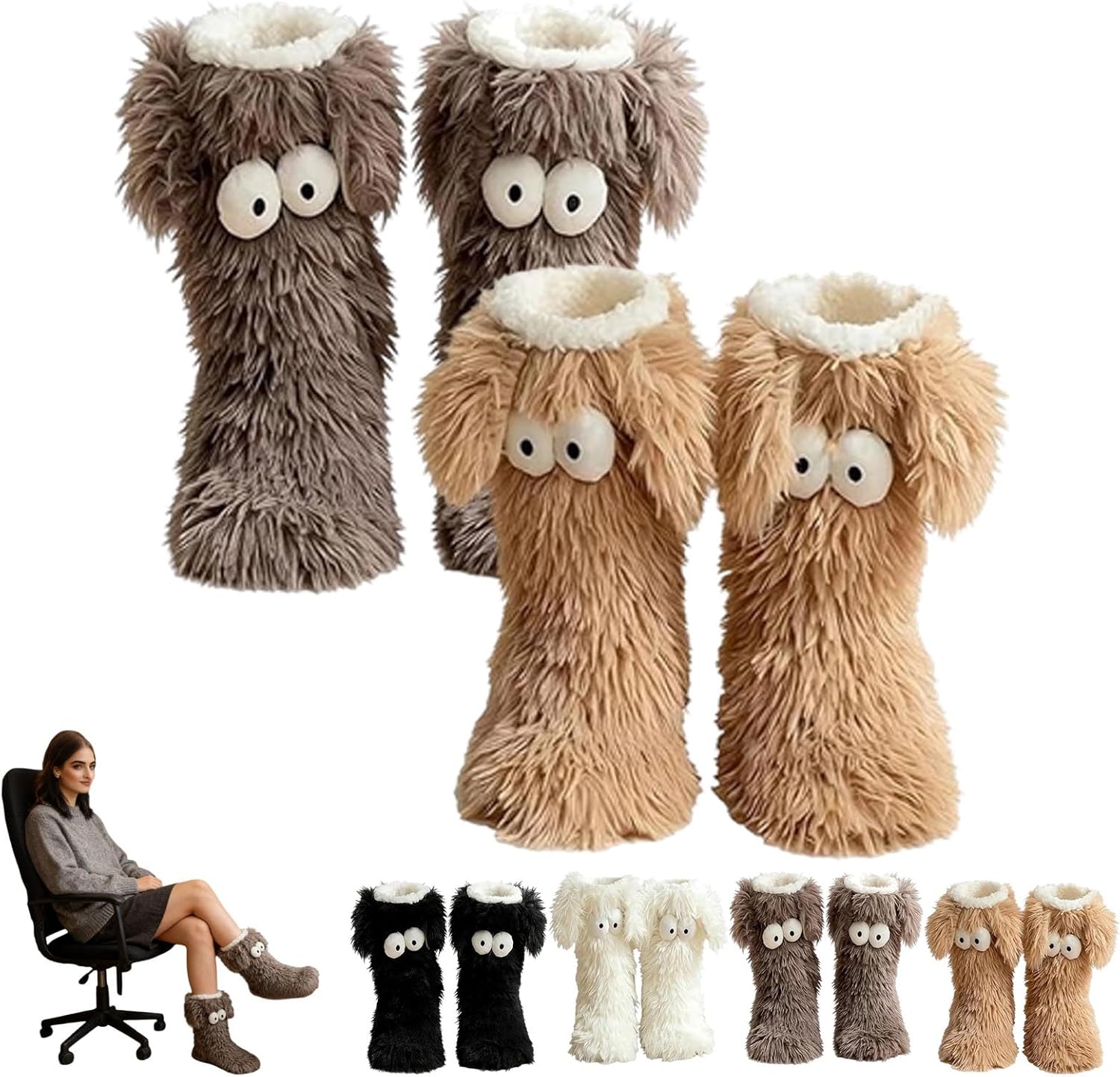 Уютные носки, женские зимние теплые пушистые нескользящие носки-тапочки с ушками, милые объемные с большими глазами, из толстого флиса Generic, Set6
Уютные носки, женские зимние теплые пушистые нескользящие носки-тапочки с ушками, милые объемные с большими глазами, из толстого флиса Generic, Set6