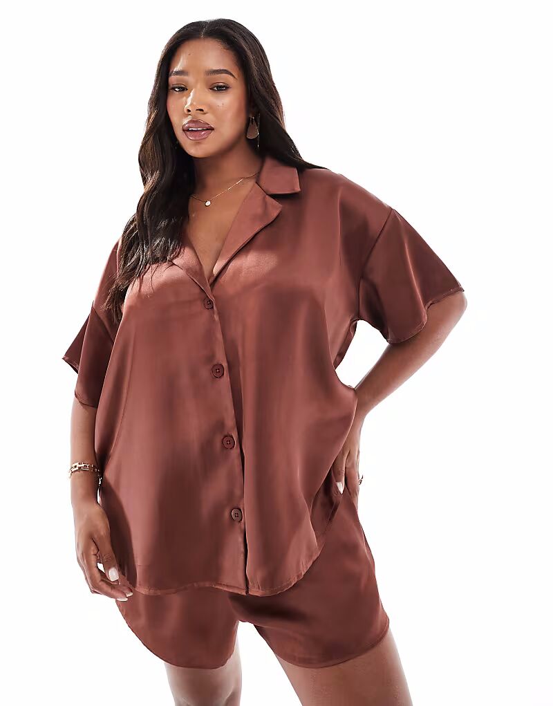 Коричневая атласная рубашка с короткими рукавами Curve Asos Curve
Коричневая атласная рубашка с короткими рукавами Curve Asos Curve