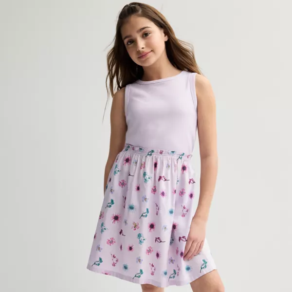 Платье-майка в рубчик для девочек 6-20 лет, стандартного и большого размера So, цвет purple floral 
Платье-майка в рубчик для девочек 6-20 лет, стандартного и большого размера So, цвет purple floral