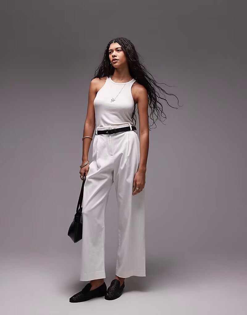 Брюки прямого кроя с двойной складкой Topshop премиум-класса белого цвета
Брюки прямого кроя с двойной складкой Topshop премиум-класса белого цвета