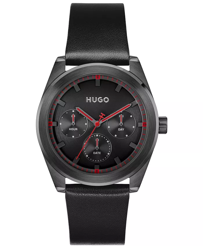Мужские яркие спортивные кварцевые многофункциональные часы из черной телячьей кожи, 42mm Hugo Boss
Мужские яркие спортивные кварцевые многофункциональные часы из черной телячьей кожи, 42mm Hugo Boss