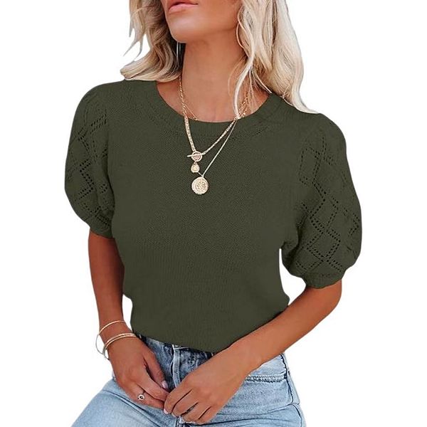 Женский летний легкий свитер с коротким рукавом и круглым вырезом Clearflower, Olive Green
Женский летний легкий свитер с коротким рукавом и круглым вырезом Clearflower, Olive Green