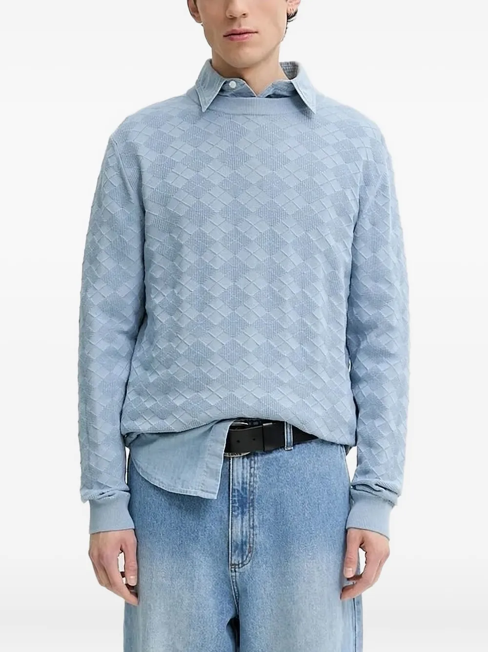 Свитер с фактурным ромбовидным узором HUGO, синий
Свитер с фактурным ромбовидным узором HUGO, синий