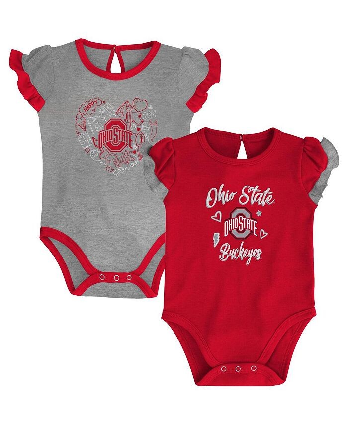 Комплект боди из двух частей Scarlet, Heather Grey Ohio State Buckeyes Too Much Love для новорожденных Outerstuff, серый