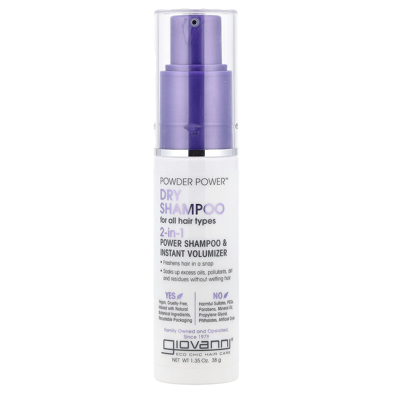Giovanni, Сухой шампунь Powder Power , шампунь для интенсивного действия и мгновенное средство для увеличения объема 2 в 1, для всех типов волос, 38 г (1,35 унции)
Giovanni, Сухой шампунь Powder Power , шампунь для интенсивного действия и мгновенное средство для увеличения объема 2 в 1, для всех типов волос, 38 г (1,35 унции)