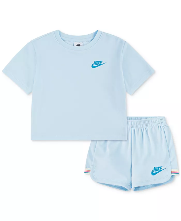 Детский комплект из 2 предметов: футболка и шорты Let's Roll из махровой ткани Nike, синий
Детский комплект из 2 предметов: футболка и шорты Let's Roll из махровой ткани Nike, синий