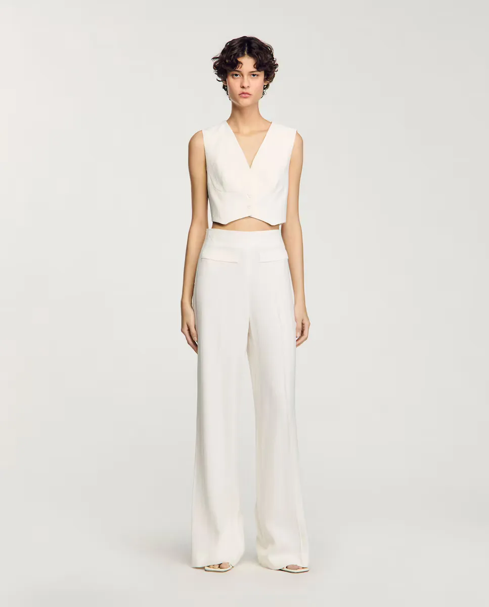 Женские широкие брюки в костюме с пайетками Sandro, белый
Женские широкие брюки в костюме с пайетками Sandro, белый