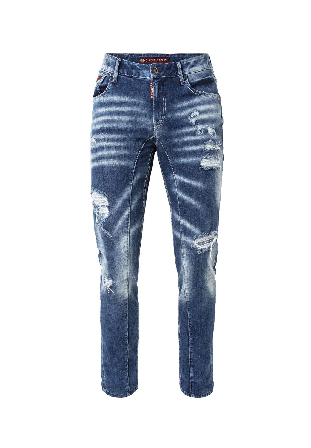 Джинсы в модном потертом виде CIPO & BAXX, синий 
Джинсы в модном потертом виде CIPO & BAXX, синий