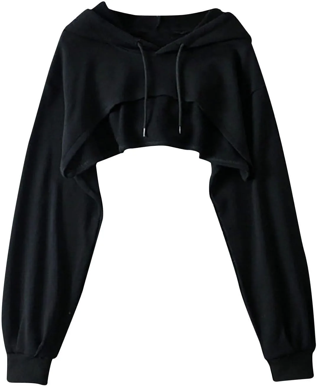 Женский лонгслив супер-кроп с капюшоном
Женский лонгслив супер-кроп с капюшоном