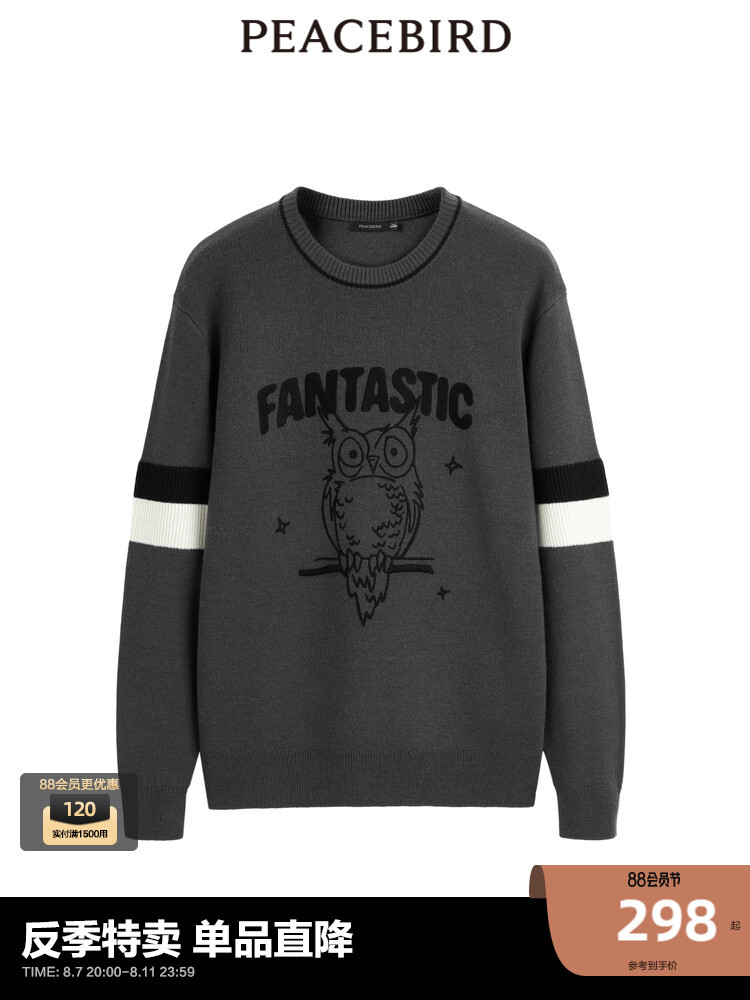 Мужской свитер Peacebird вязаный с вышивкой, темно-серый
Мужской свитер Peacebird вязаный с вышивкой, темно-серый