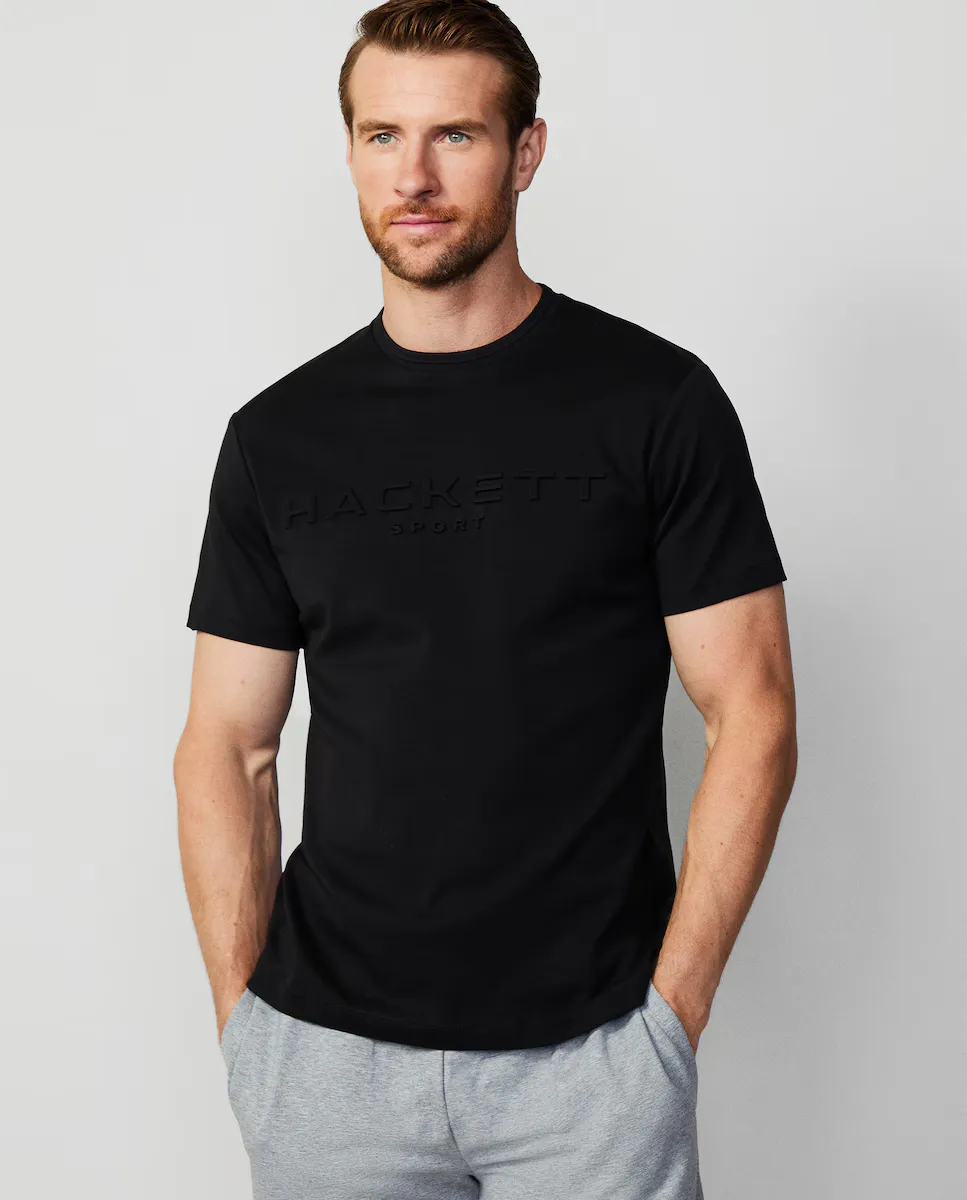 Мужская футболка Hackett Sport с коротким рукавом и тисненым логотипом, черный
Мужская футболка Hackett Sport с коротким рукавом и тисненым логотипом, черный