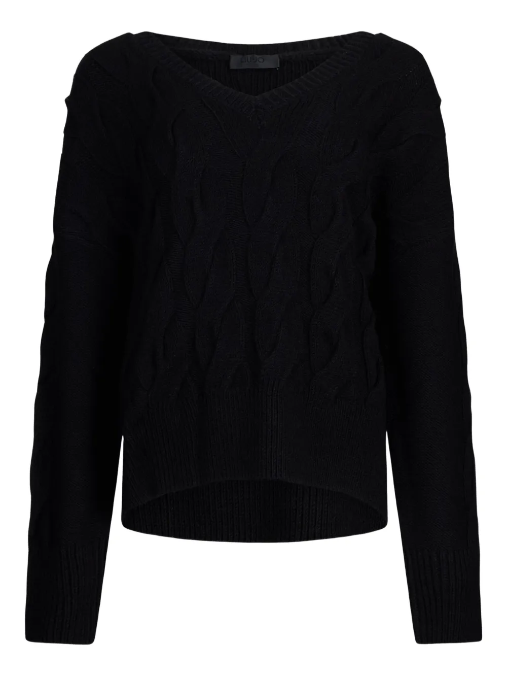 Свитер с V-образным вырезом косой вязки LIU JO, черный
Свитер с V-образным вырезом косой вязки LIU JO, черный