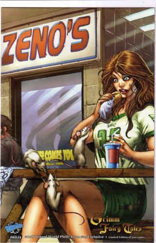 Grimm Fairy Tales #27 2008 Wizard World Philly "Cheesesteak" Variant - LIMITED TO 500 COPIES (Zenescope Entertainment)
Grimm Fairy Tales #27 2008 Wizard World Philly "Cheesesteak" Variant - LIMITED TO 500 COPIES (Zenescope Entertainment)
